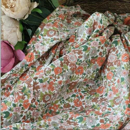 High quality pure cotton fabric Orange warm sun printing sewing Shirt Dress Gown windbreaker tissu