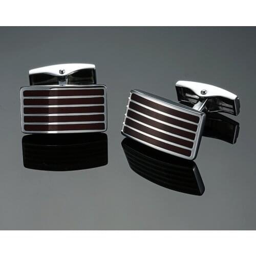 DY High quality brass material red rectangle Enamel Silvery striped Cufflinks Mens French shirt Cufflinks free shipping