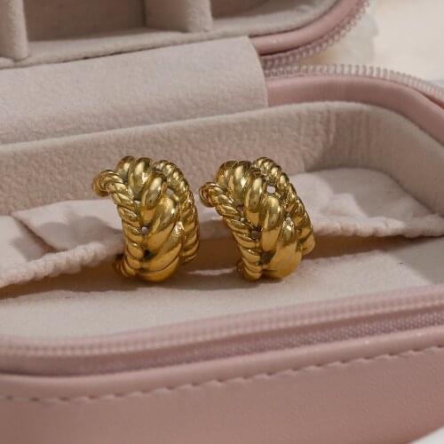 Ladies Summer Fashion Design Bold Wide Enamel Colorful Stud Earrings For Women Elegant Stainless Steel Gold Hoop Earring