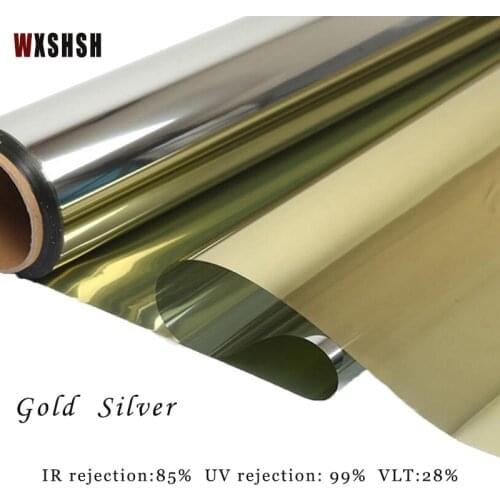 Gold And Silver Sunscreen Film Self-Adhesive Reflaction Drop-Shipping PET Heat Control Privacy Protecion Multi-Size Window Film