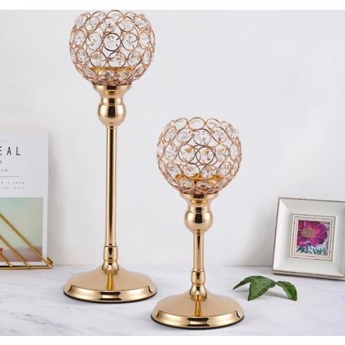 Gold Crystal Candlestick Creative Metal Wedding Centerpieces Candle Holders Decorations for Home Retro Home Decor Crafts