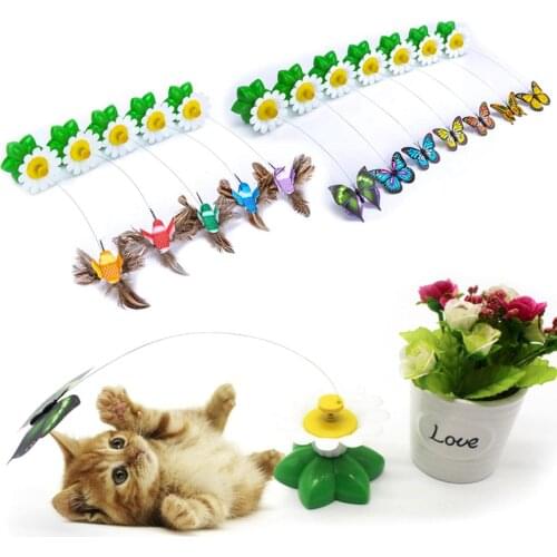 1PC Automatic Electric Rotating Butterfly Hummingbird Shape Cat Teaser Scratch Toy Butterfly Flower Interactive Pets Supplies