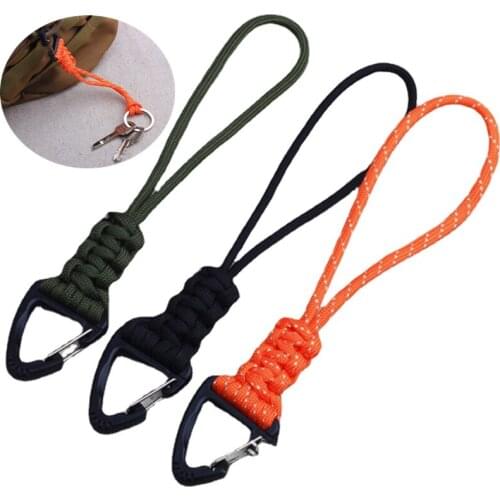 1PC 6 Styles Paracord Keychain Military Braided Nylon Lanyard With Metal Triangle Buckle High Strength Parachute Cord Carabiner