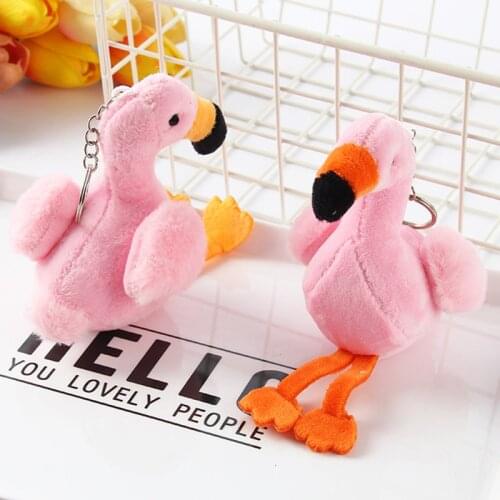 10cm Kawaii Anime Animal Pink Flamingo Doll Soft Plush Stuffed Toys for Children Girls Kid Gift Cool Stuff Plushie Key Chain Toy