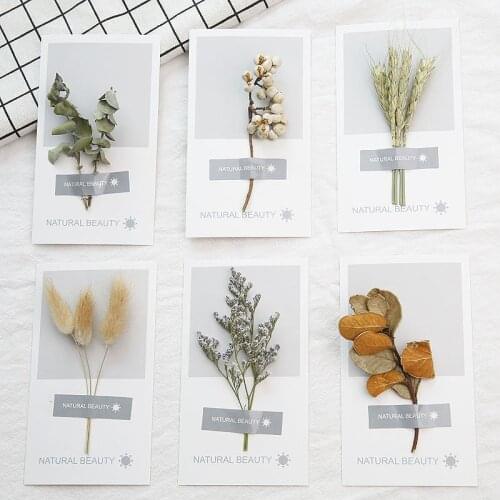 100pcs/lot Beautiful Greeting Cards Thank you Cards With Dried Flowers Dried Leaves Valentines Day Gift Wedding Invitation Cards
