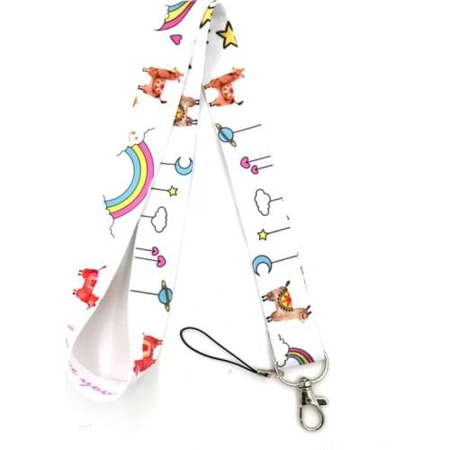 10Pcs/set Cute Alpaca Keychain Tags Neck Strap Lanyards For Key ID Card USB Badge Holder DIY Hang Rope Mobile Phone Lanyard