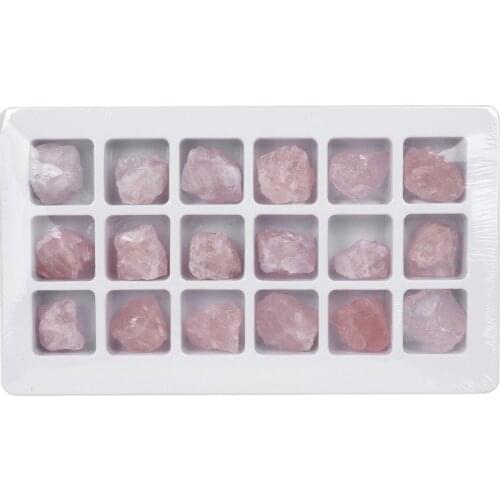 18pcs/Set Natural Rose Quartz Crystal Stones Raw Minerals Specimen Healing Home Decor