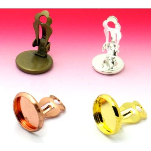 20pcs 10/12/14/16/18/20mm Vintage Ear Clip, Earring Cabochon Cameo Setting Blank Tray Jewelry Findings Accessories Wholesale