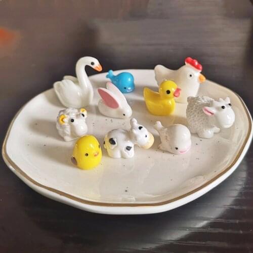 5/10pcs Cute Mini Resin Cartoon Animal Duck Rabbit With Flatback Cabochon DIY Decorative Headband Scrapbooking Craft