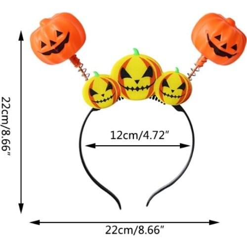 831A Glowing Skull Pumpkin Headband Cute Halloween Costume Dress-up Headpiece Novelty Headdress Decor Party Cosplay Supplies