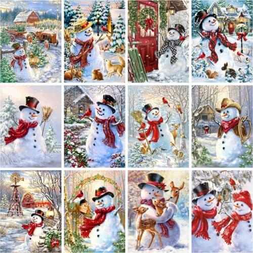 Huacan Diamond Painting Embroidery Snowman Full Square/round Diamond Mosaic Christmas Home Decor Diamond Art