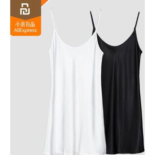 Authentic youpin instant me 100% silk silk suspender skirt summer women sexy pajamas black and white two pajamas HOT