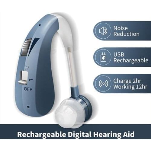 Rechargeable Mini Digital Hearing Aid Sound Amplifiers Wireless Ear Aids For Elderly Moderate To Severe Loss Drop Shipping