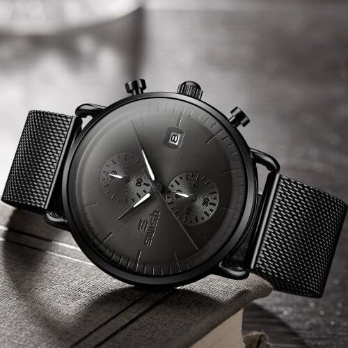 SWISH Watches for Men Stainless Steel Waterproof Quartz Clock Men’s Watch Top Brand Chronograph Sports Hour Relogio Masculino