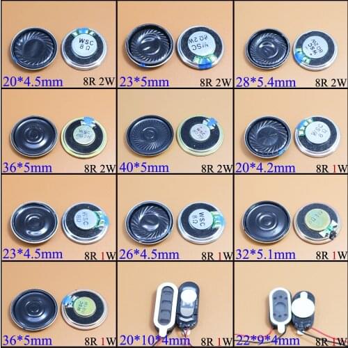 YuXi 8 Ohm 2W 1W 8R 1/2W 20mm 22mm 23mm 26mm 28mm 32mm 36mm 40mm Diameter Loudspeaker Loud Speaker