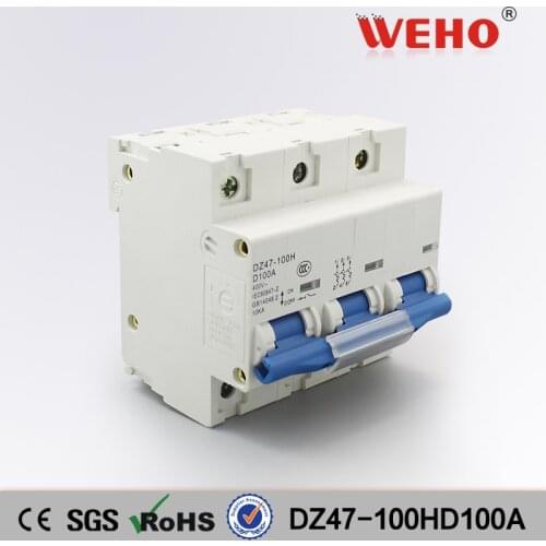 DZ47-100HD100A Mcb 3 Phase 100A Mini Circuit Breaker