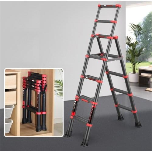 E002 Household Telescopic Ladder Portable Lifting Folding Ladder Five-Step Ladder Aluminum Herringbone Ladder With Handrail