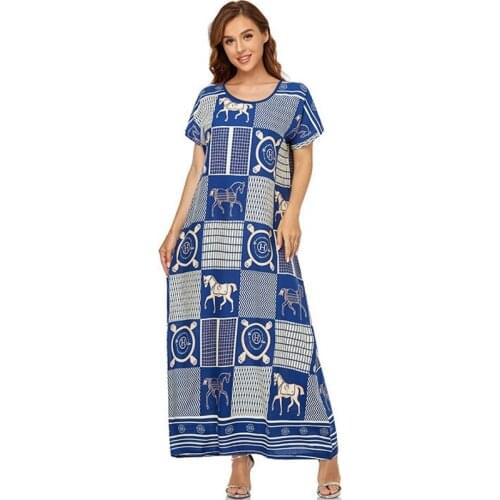 Kaftans Africa Dress Women Dashiki Maxi Dress African Floral Print Clothing Bazin Loose Casual Summer Short Sleeve Hijab Abaya
