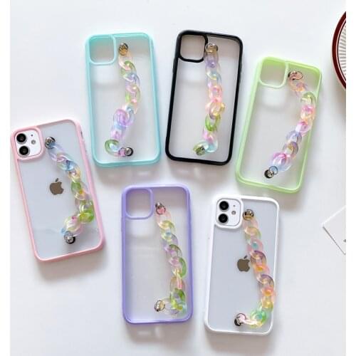 Candy Color Phone Case For iPhone 12 Mini 11 12 Pro Max X XR Xs Max 7 8 Plus SE 2 Fashion Bracelet Wristband Soft TPU Phone Case