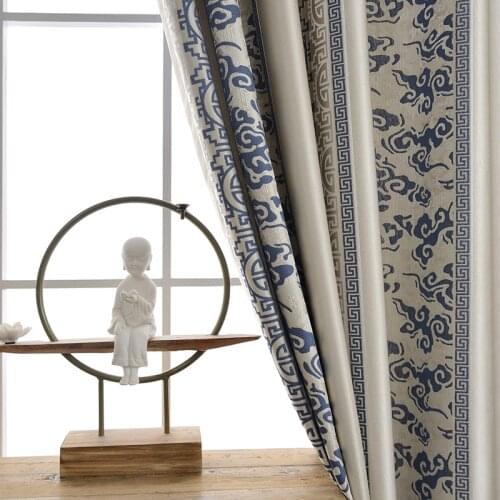 Chinese Curtains for Living Room Bedroom High-precision Jacquard Cotton and Linen Fabric Curtains Finished Product Customization