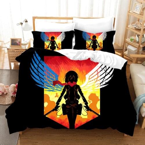 Attack On Titan Duvet Cover Sets Anime Bedding Set Cartoon Comforter Bed Linen Twin Queen King Single Size Dropshipping Gift