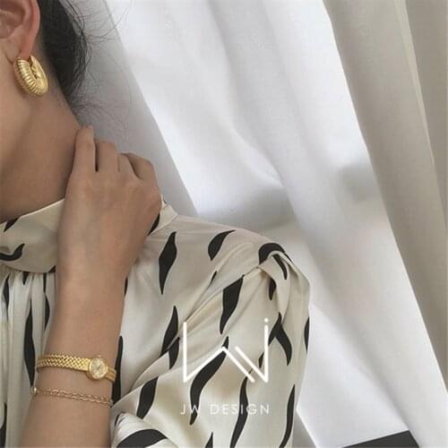 Brass With 18 K Gold Glam Twist Drop Earrings Punk Party Gown T Show Runway Designer Rare Boucle Korean Japan INS Boho Top