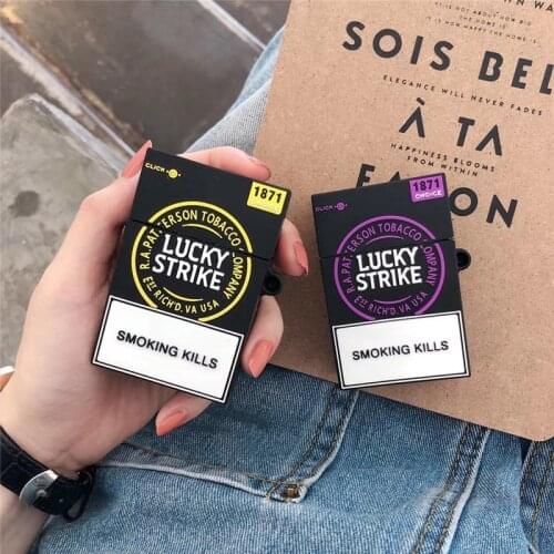 Fashion 3D Cigarette Box Bluetooth Earphone Silicone Cover For Apple Airpods Pro Cute Case For Airpods 1 2 Wireless Charging Bag