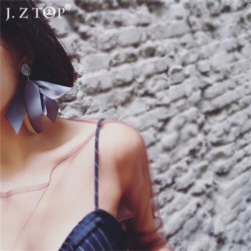 Fashion Jewelry Cloth Ribbon Bow Stud Earrings Personality Flower Big Earrings Charm Statement Earring Boucles D'oreille Gift