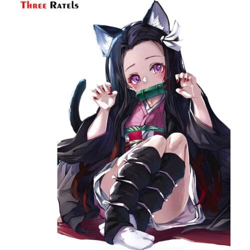 Three Ratels F10 kamado nezuko kimetsu no yaiba drawn sticker for honda fit passat b5 Anti Scratch Film auto accessories decor
