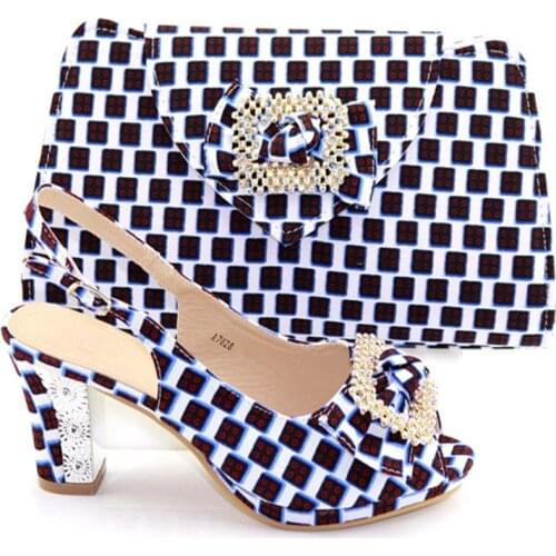 Latest Fashion African Wax Shoes And Purse Set Italian In Women Shoes And Bag Set African Elegant Lady Party Shoes On Stock