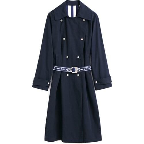 2017 Autumn New Womens Casual trench coat oversize Double Breasted fashion Washed Outwear Loose Clothing