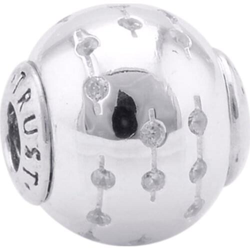 Fits for Pandora Essence Bracelets Trust Charms with Clear Cubic Zirconia 100% 925 Sterling Silver Beads Free Shipping
