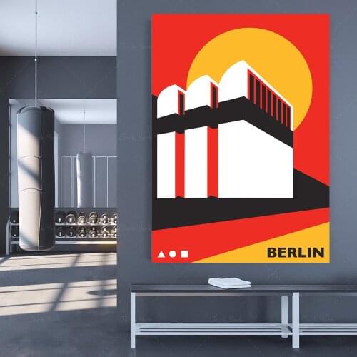 Berlin Travel Poster - Bauhaus-Archiv Museum - Germany - Bauahus Print - Illustration by Rebecca Pymar