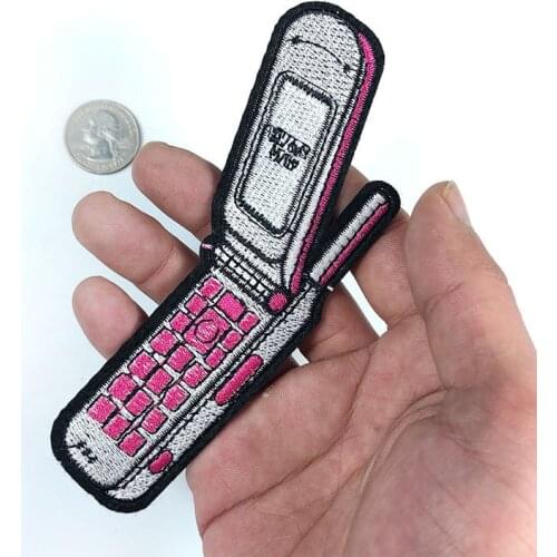 Phone Cartoon Colorful Colour Phone Embroidered Patch Iron on Patches for Clothing Embroidery Design for Diy Phone Bag Accessory