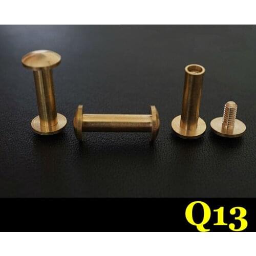 50pc Q13-8x15 Solid Brass belt screw Chicago Screw Leathercraft
