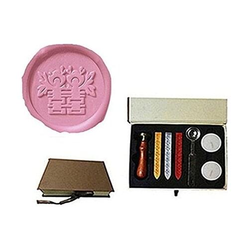 Vintage Chinese Character Curlicue Double Happiness Custom Picture Logo Wedding Invitation Wax Seal Sealing Stamp Rosewood Handl