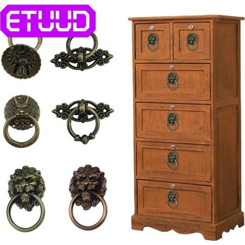 Vintage Dragon Head Lion Head Drawer Cabinet Door Ring Furniture Hardware Handle Retro Dragon Pull Handle Dresser Drawer Knobs
