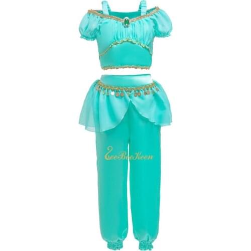 Jasmine Dress princess Girls Princess Jasmine Costume Stage performance show Kids Jasmine Costume 2019 Halloween Cosplay Costume
