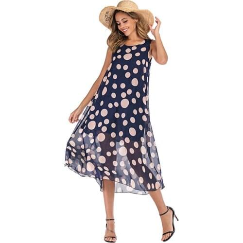 2021 Summer Fashion Floral Round Neck Sling Temperament Dress All-Match Female Vestidos Holiday Beach Sundress Streetwear