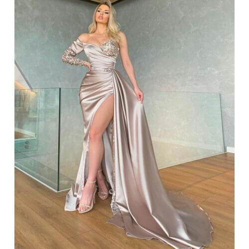 Sexy Mermaid Evening Gowns with High Split Sequins Women Prom Dresses Party Wear Custom Made Formal Celebrity Dress
