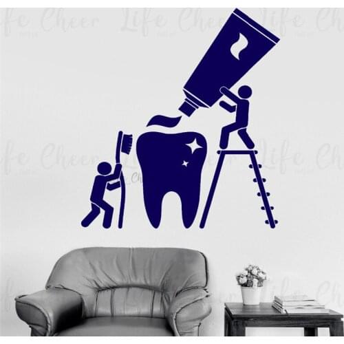 Teeth Brush Vinyl Wall Sticker Mural Bathroom Washroom Decor Dental Clinic Window Decals Wash Teeth Wallpaper Art AC388