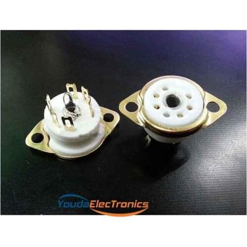 10PCs Gold plated GZC6-F-G 6pin Audio tube amplifier ceramic Vacuum tube socket HIFI diy parts