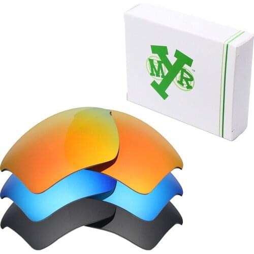 3 Pairs Mryok POLARIZED Replacement Lenses for Oakley Half Jacket 2.0 XL Sunglasses Stealth Black & Ice Blue & Fire Red