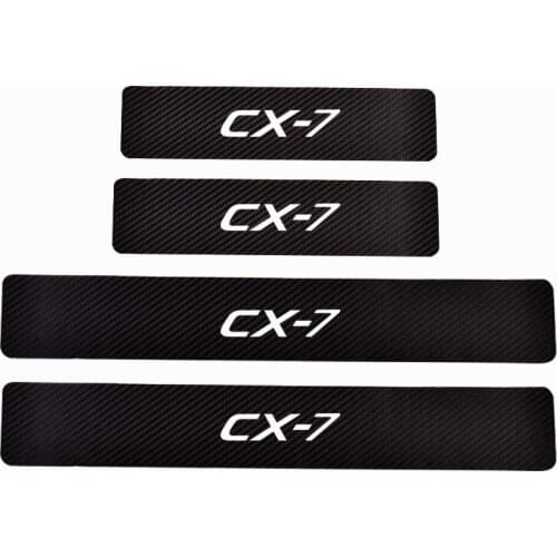 Car Accessories Car Door Sills For Mazda Cx7 Door Threshold Plate Door Sill Scuff Plate Carbon Fiber Pu leather 4Pcs