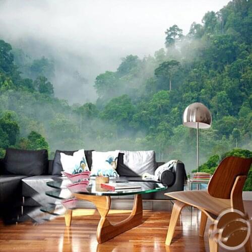 Bacaz Nature Fog 3D Forest Wallpaper 3d Photo Murals for Living Room Sofa Background 3d Wall Murals Wall paper Wallcoverings