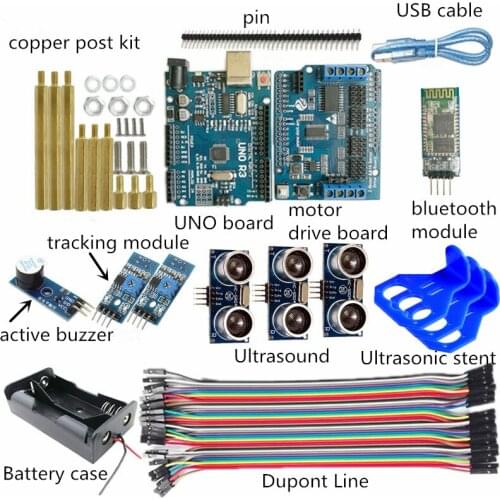 Wireless Bluetooth Control Kit Automatic Tracking 3-Way Ultrasonic Obstacle Avoidance For RC Robot Chassis Part DIY For Arduino