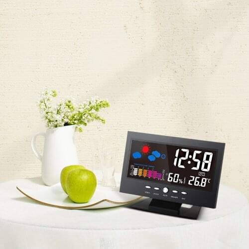 Indoor Digital Temperature LCD Multifunctional Temperature Humidity Meter Weather Station with Alarm Clock Calender