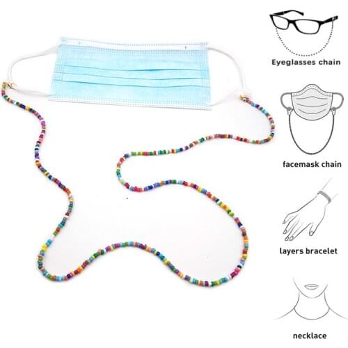 Face Mask Holder Chain Necklace for Women Men Long Beaded Chains Mask Lanyard Glasses Chains Strap Hang Holder Neck Jewelry KZ10