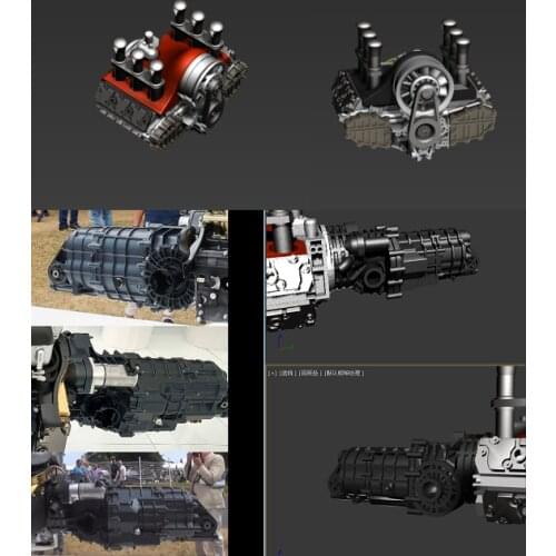 1:64 handmade engine air-cooled 1:43 horizontally opposed engine car model modification scene