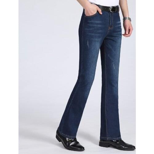 Jeans men 2020 Spring and Summer New Mens Korean version of Denim Micro Bell pants Mens Slim Stretch Dark Blue Flare jeans